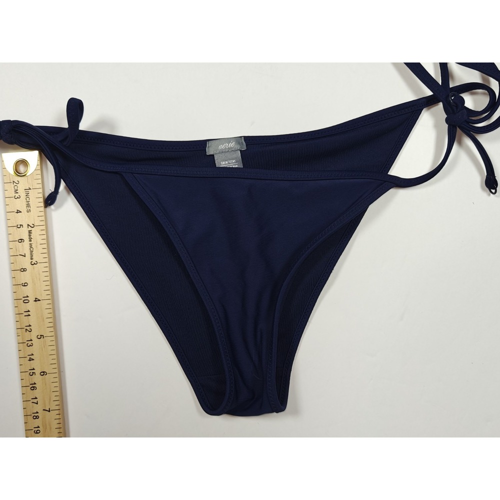Aerie Juniors Bikini Bottom XS Navy Strappy Tie On Sides Swim Teeny